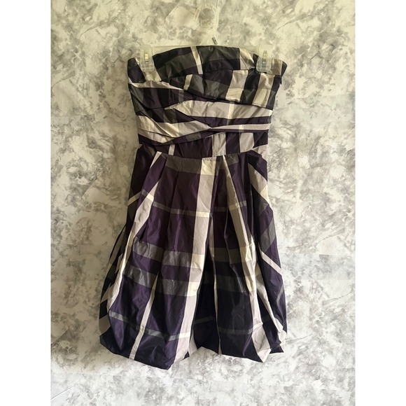 Zara Basic Strapless Plaid Mini Bubble Hem Dress XS - Picture 1 of 8